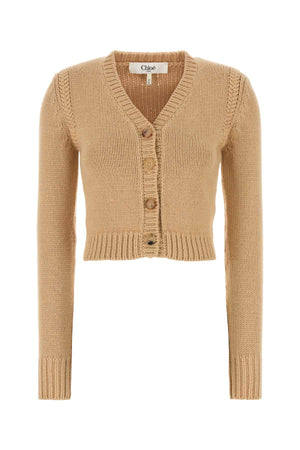 CHLOE Beige Cotton and Cashmere Cardigan