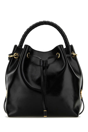 CHLOE Mini Black Leather Bucket Handbag