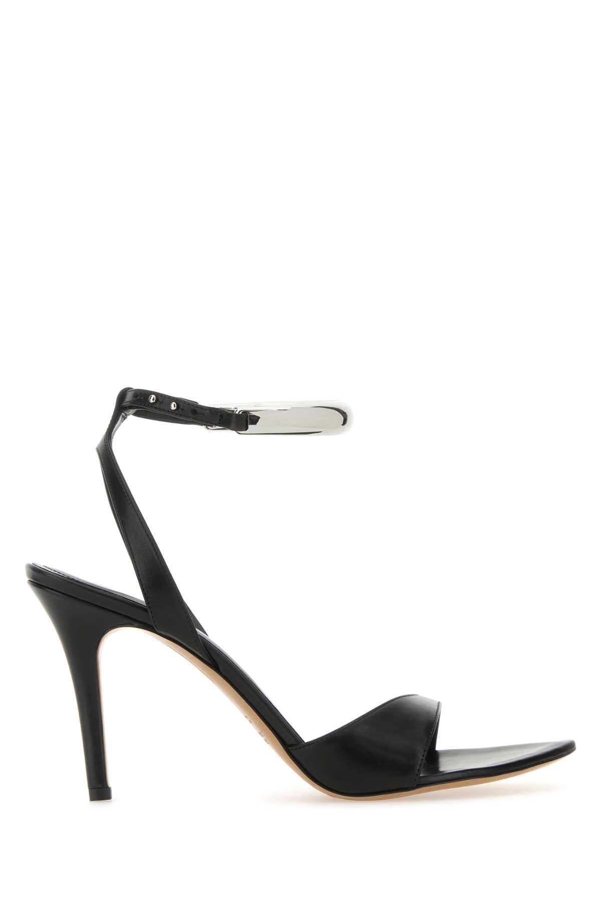 ISABEL MARANT Elegant Black Leather Yluan Sandals with 9 cm Heel