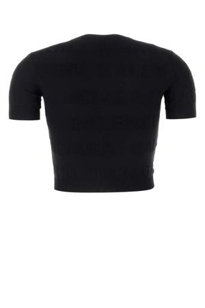 BALENCIAGA Chic Black Stretch Viscose Blend T-Shirt