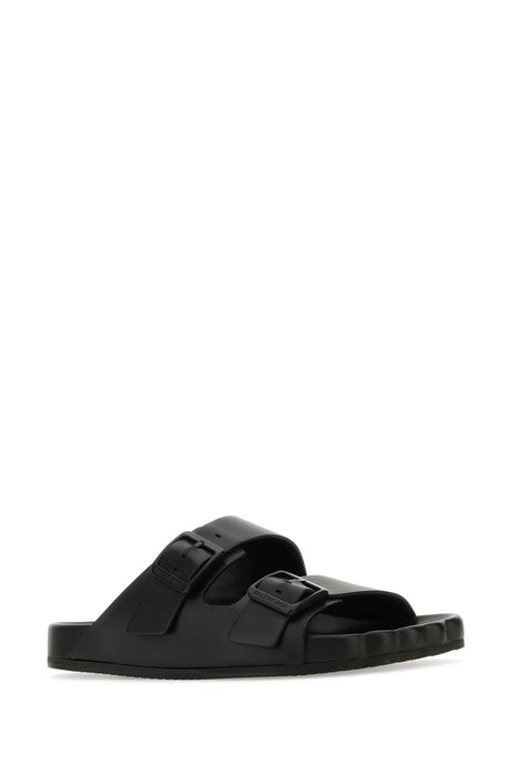 BALENCIAGA Black Leather Sunday Slippers for Men