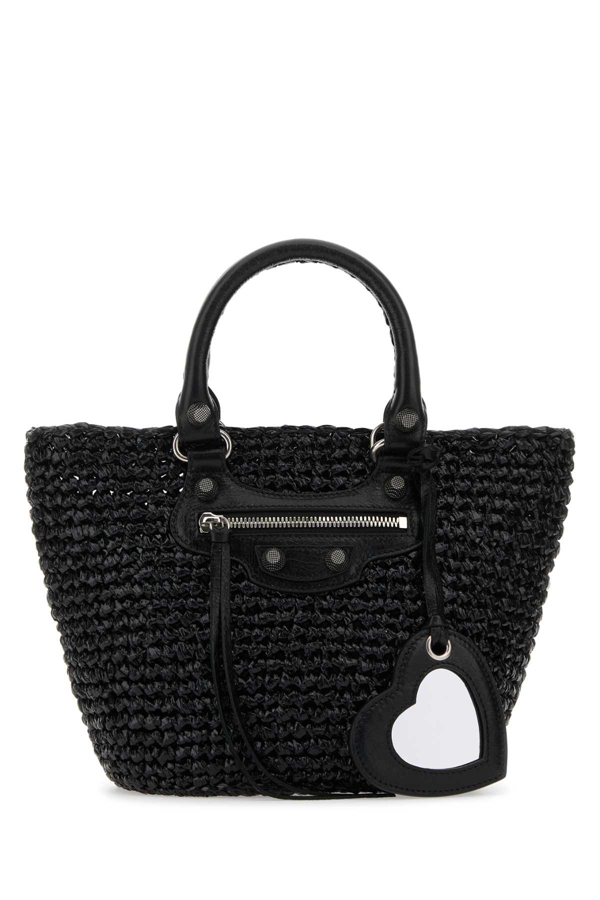 BALENCIAGA Mini Black Raffia Handbag