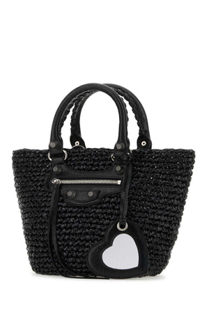 BALENCIAGA Mini Black Raffia Handbag