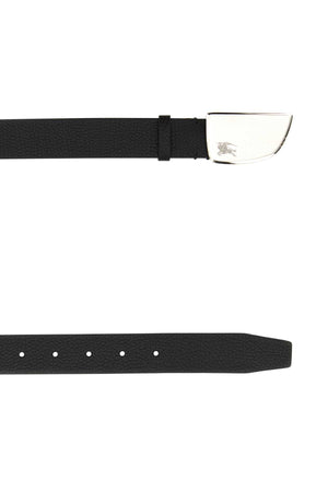 BURBERRY Black Leather Shield Belt - 3 cm Width