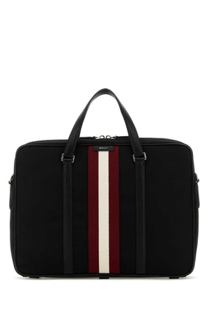 BALLY Black Fabric Briefcase - 38cm x 28cm x 9cm