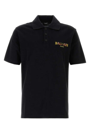 BALMAIN Classic Black Piquet Polo Shirt for Men