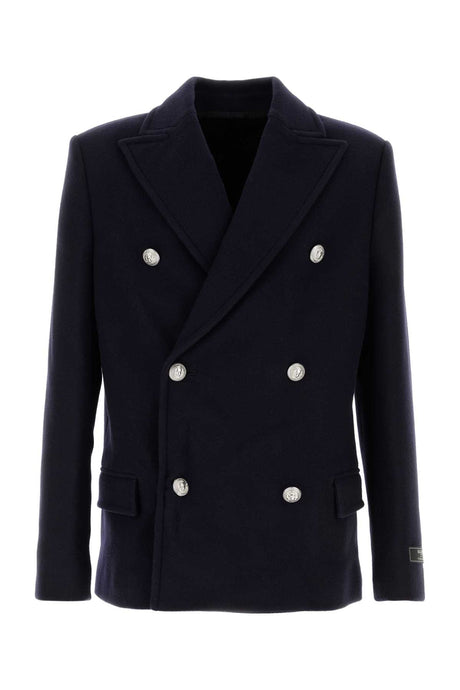 BALMAIN Refined Midnight Blue Felt Jacket for Men