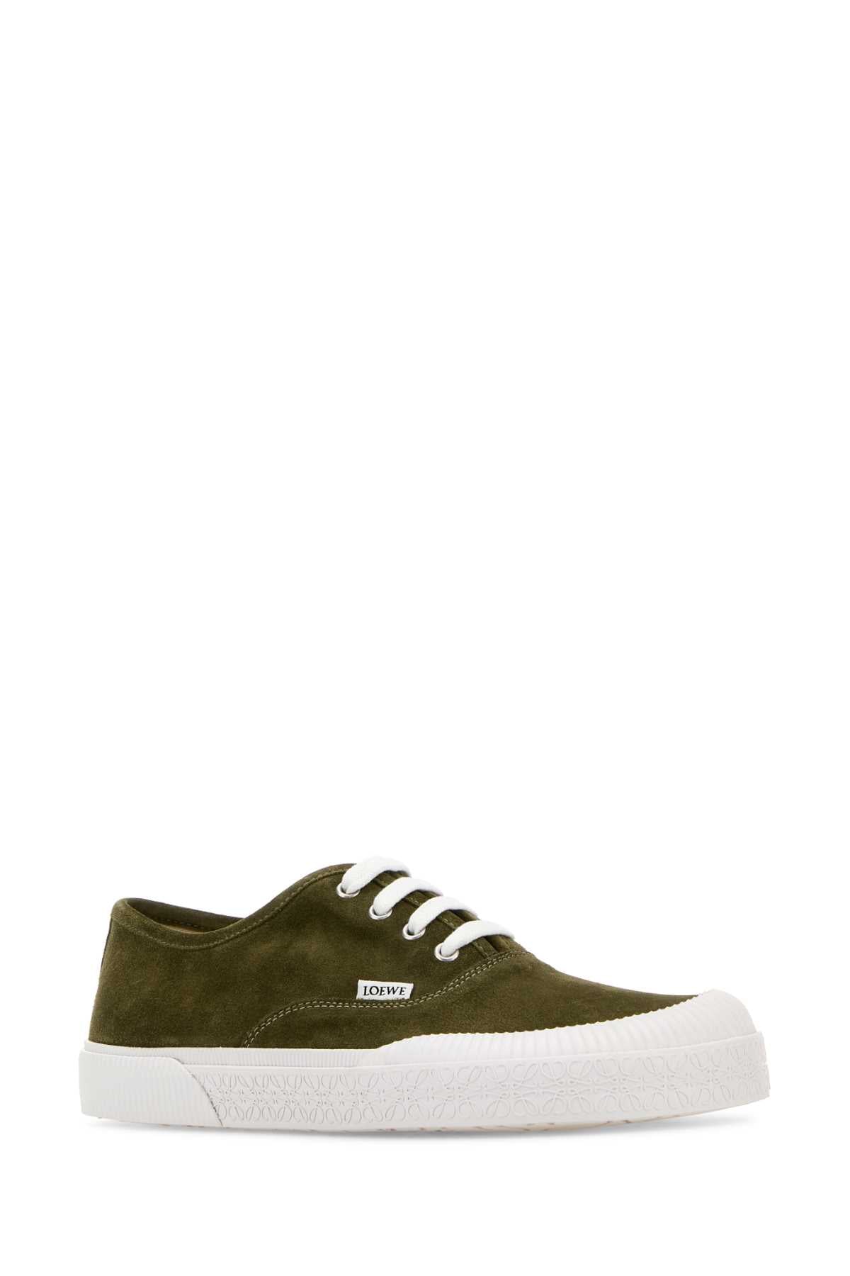 LOEWE Suede Terra Vulca Sneaker - Olive Green