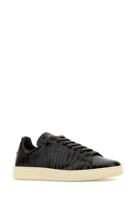 TOM FORD Dark Brown Leather Warwick Sneaker