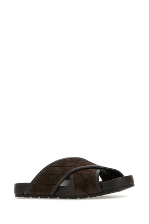 BOTTEGA VENETA Chocolate Suede Tarik Slippers for Men