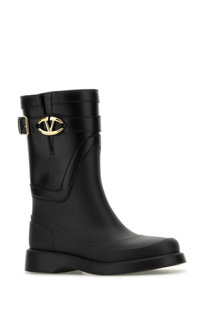 VALENTINO GARAVANI Elegant Black Rubber and Leather Boots for Women