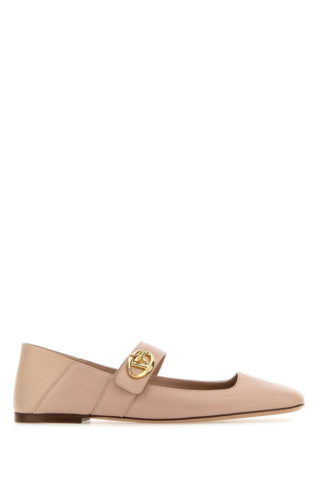 VALENTINO GARAVANI Mini Powder Pink Leather VLogo Locker Ballerinas