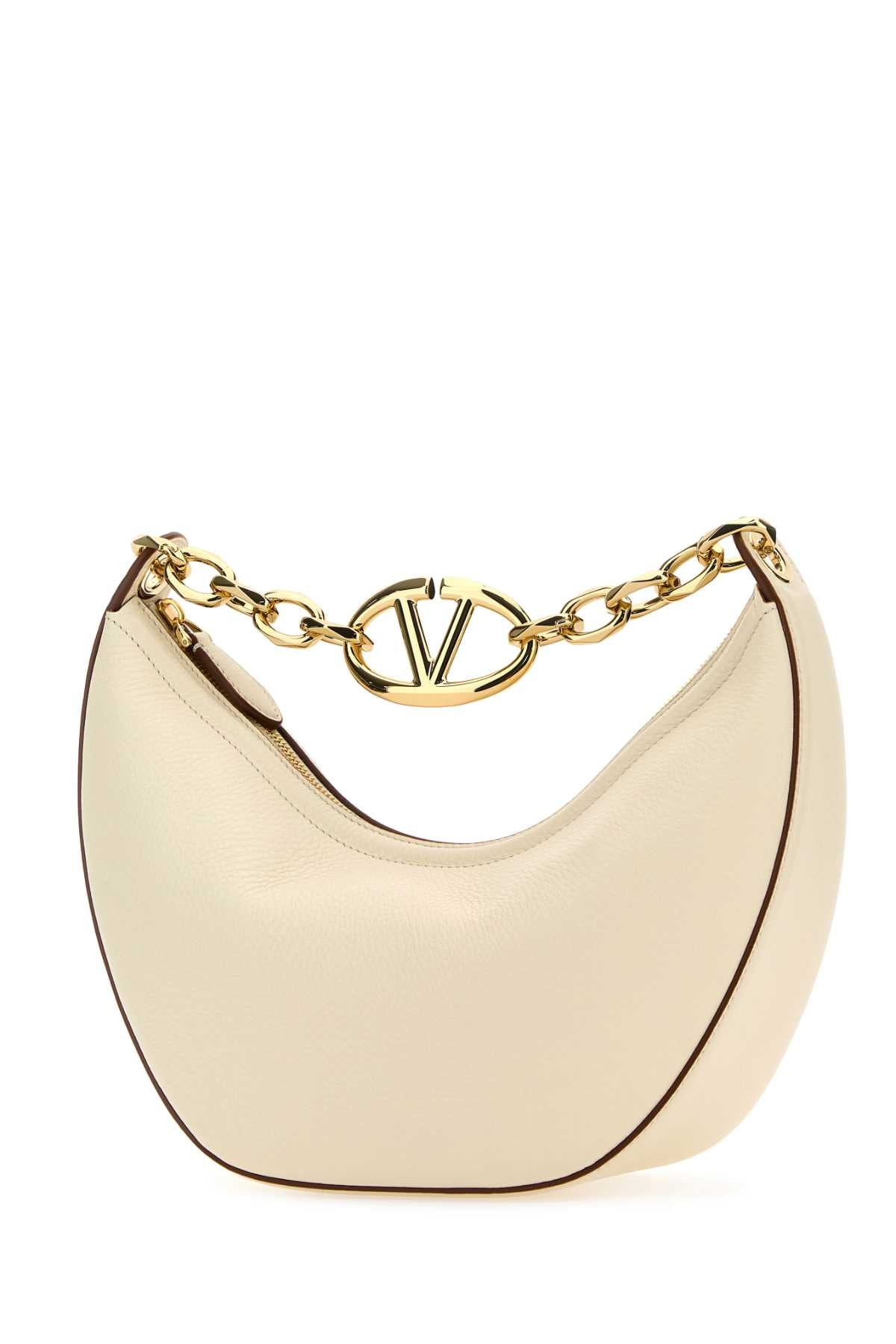 VALENTINO GARAVANI Mini Ivory Leather Hobo Handbag