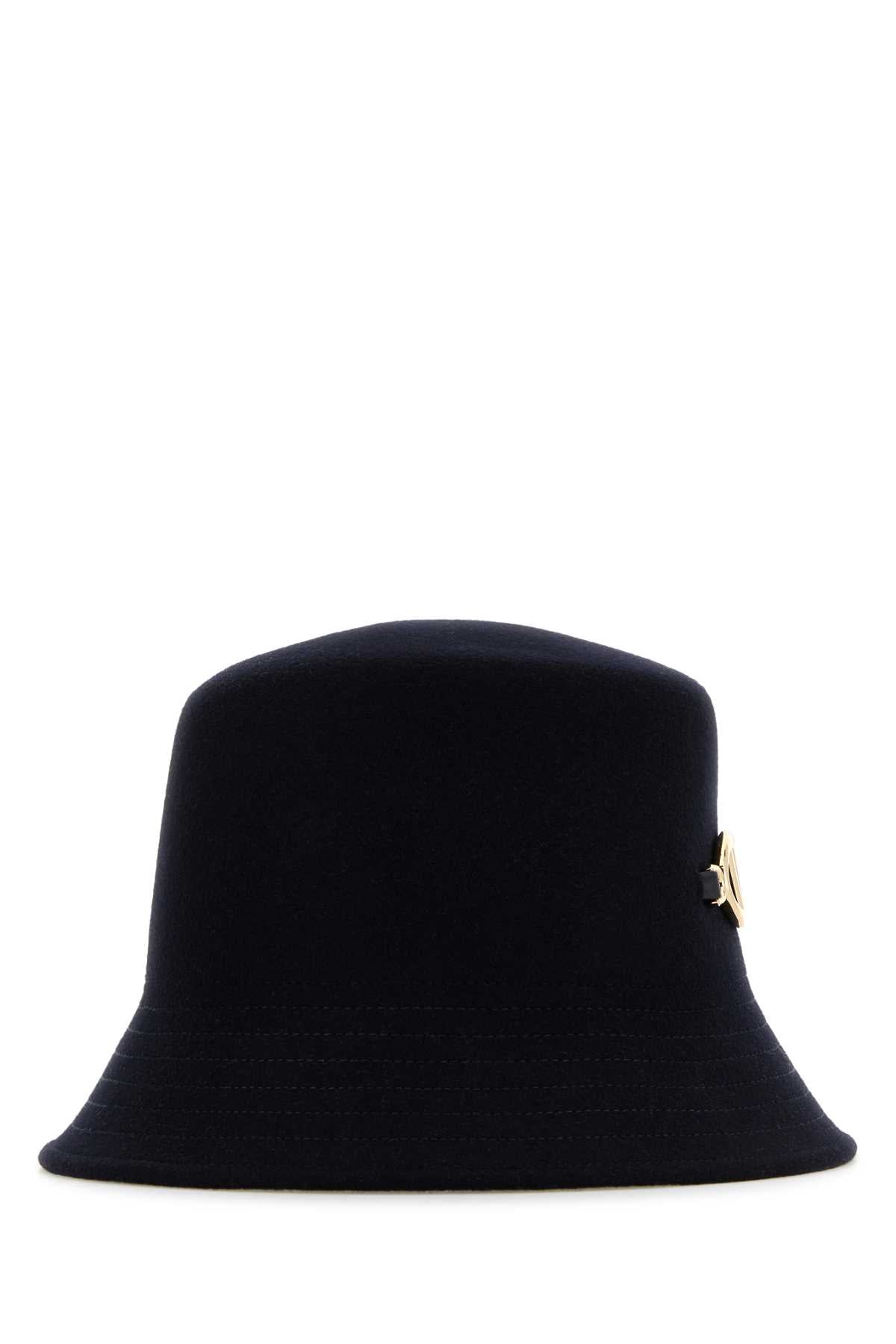 VALENTINO GARAVANI Classic Midnight Blue Felt Bucket Hat