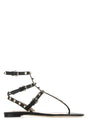 VALENTINO GARAVANI Chic Black Leather Rockstud Thong Sandals