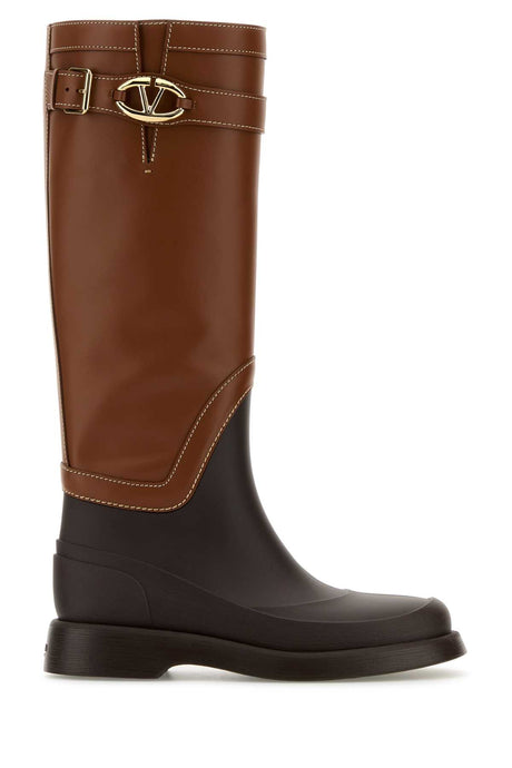 VALENTINO GARAVANI Two-tone Leather and Rubber VLogo The Bold Boots