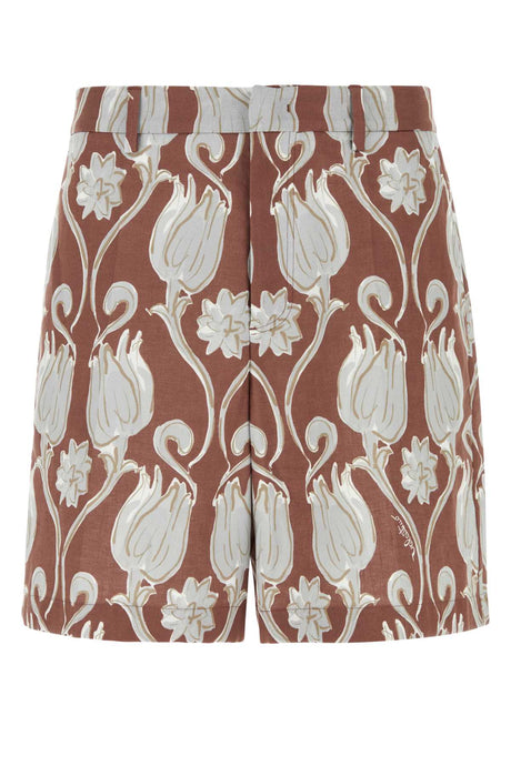 VALENTINO GARAVANI Printed Linen Bermuda Shorts for Men