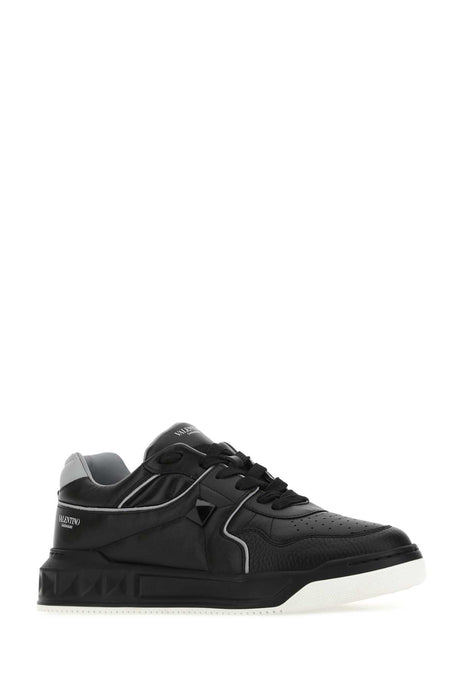 VALENTINO GARAVANI Stylish Black Nappa Leather One Stud Sneaker