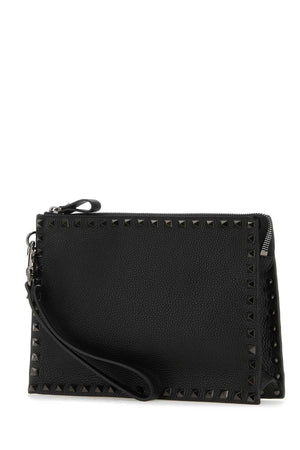 VALENTINO GARAVANI Rockstud Leather Clutch - 24.5cm x 18cm x 5cm