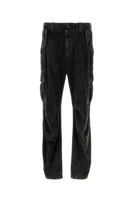 DOLCE & GABBANA Charcoal Stretch Corduroy Cargo Pant for Men