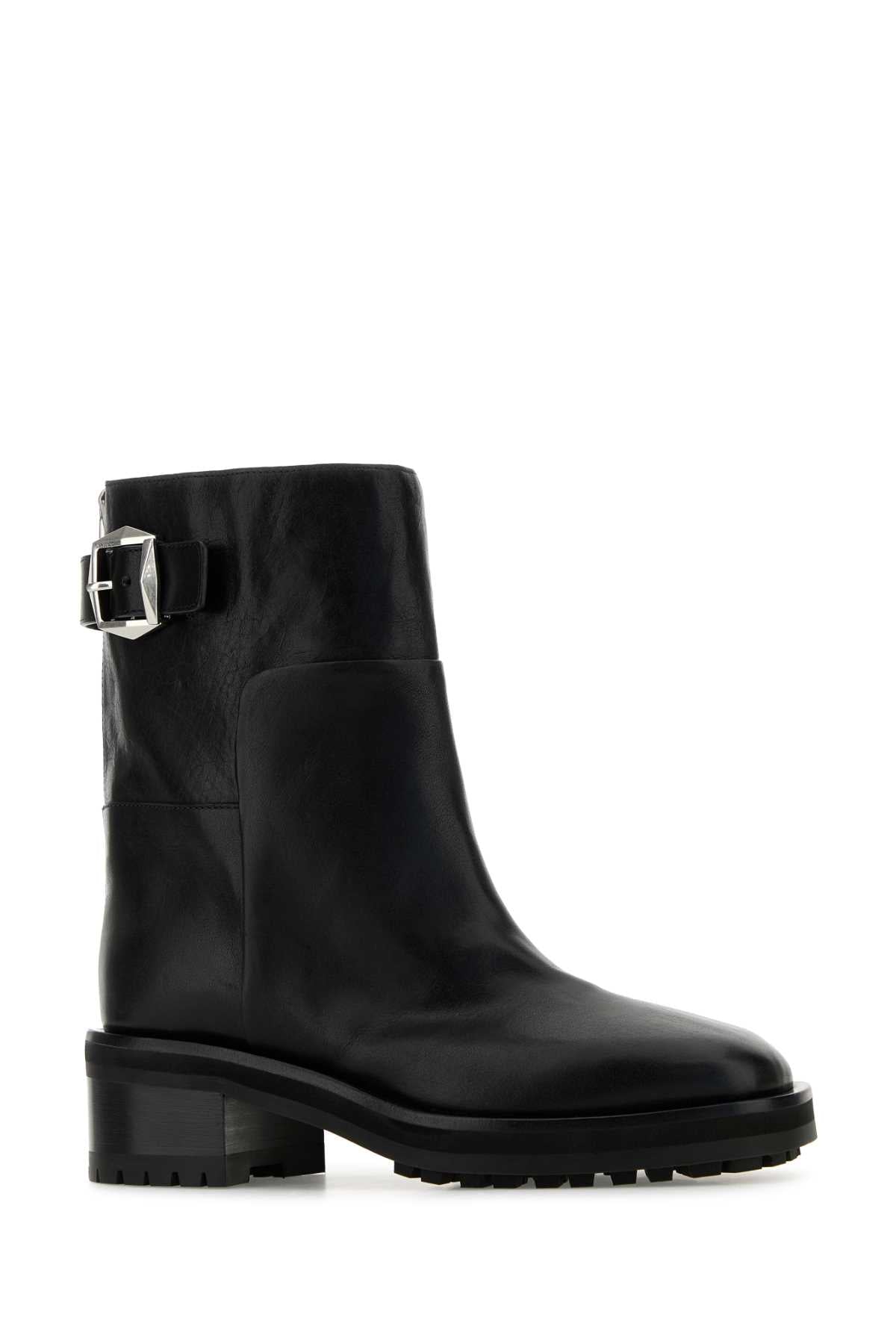 JIMMY CHOO Chic Black Leather Ankle Boots with 5cm Heel Height