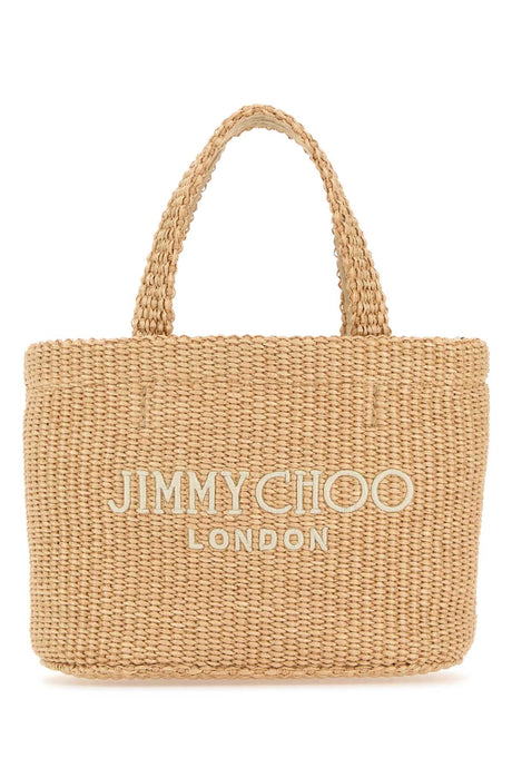 JIMMY CHOO Beige Raffia Mini Beach Handbag