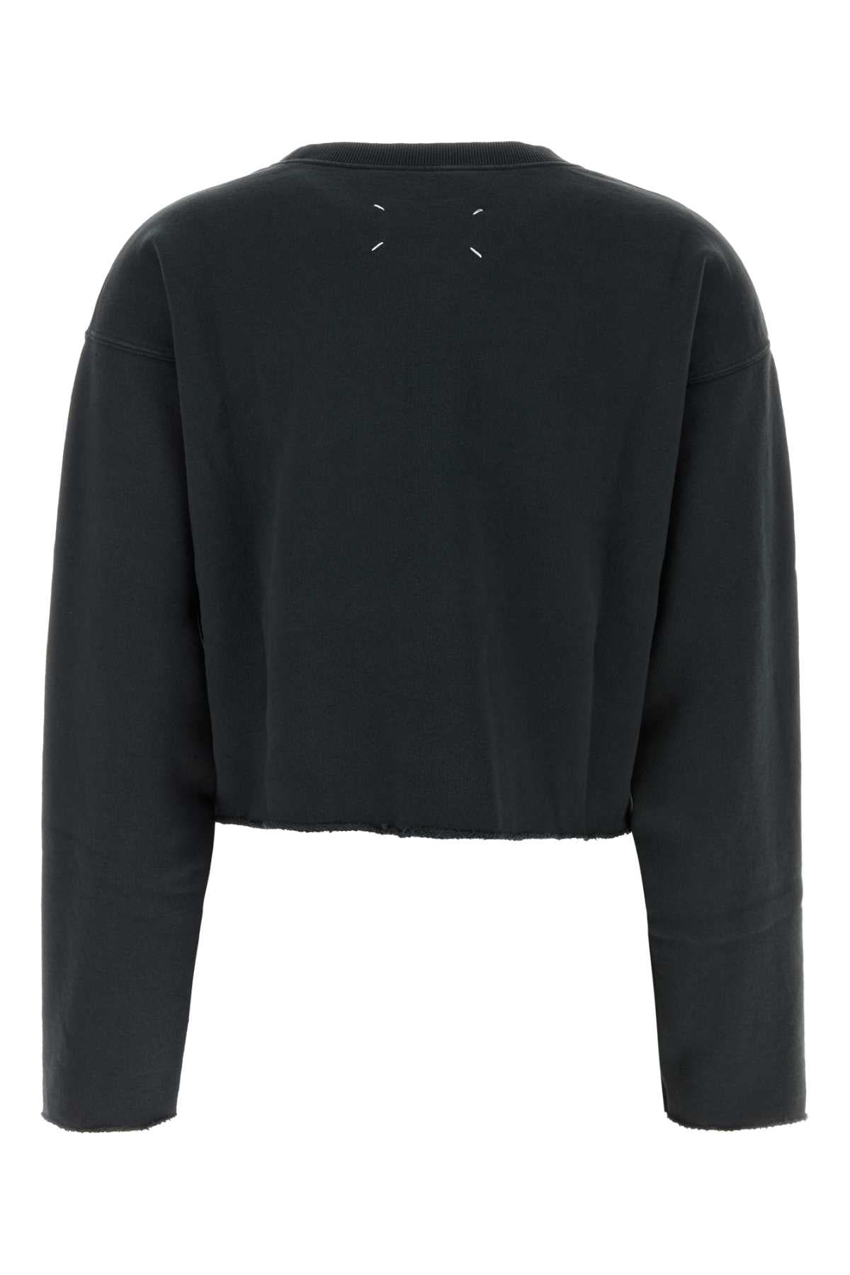 MAISON MARGIELA Essential Black Cotton Sweatshirt for Her - Fall/Winter 2024