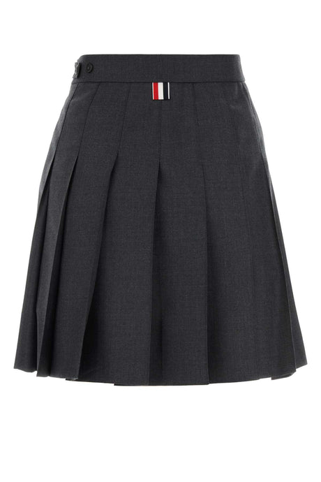 THOM BROWNE Graphite Wool Mini Skirt for Women