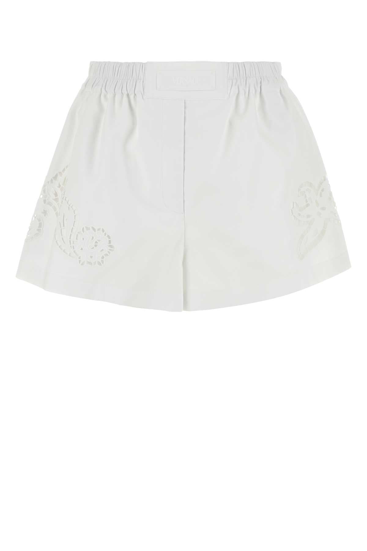 VERSACE Chic White Cotton Mini Shorts for Women