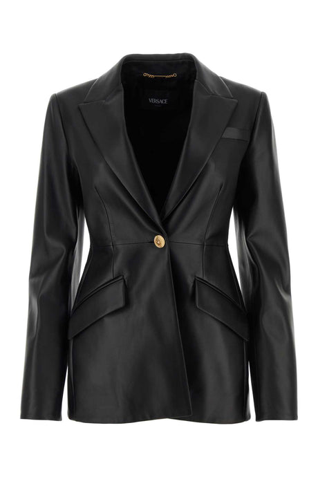 VERSACE Classic Black Leather Blazer for Women