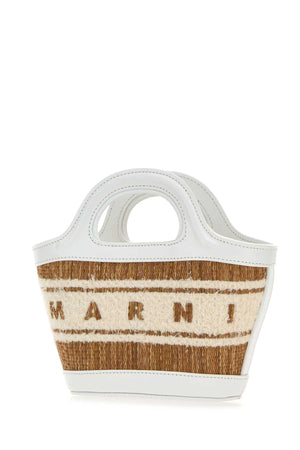 MARNI Mini Two-Tone Raffia and Leather Tropicalia Summer Handbag