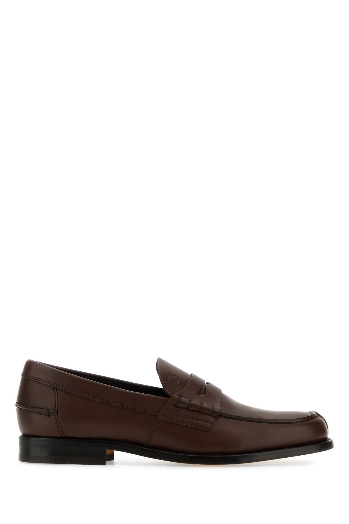 TOD'S Brown Leather Loafers for Men