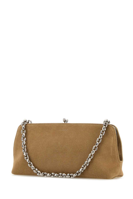 JIL SANDER Beige Suede Goji Mini Shoulder Handbag - 27cm x 13cm x 5cm