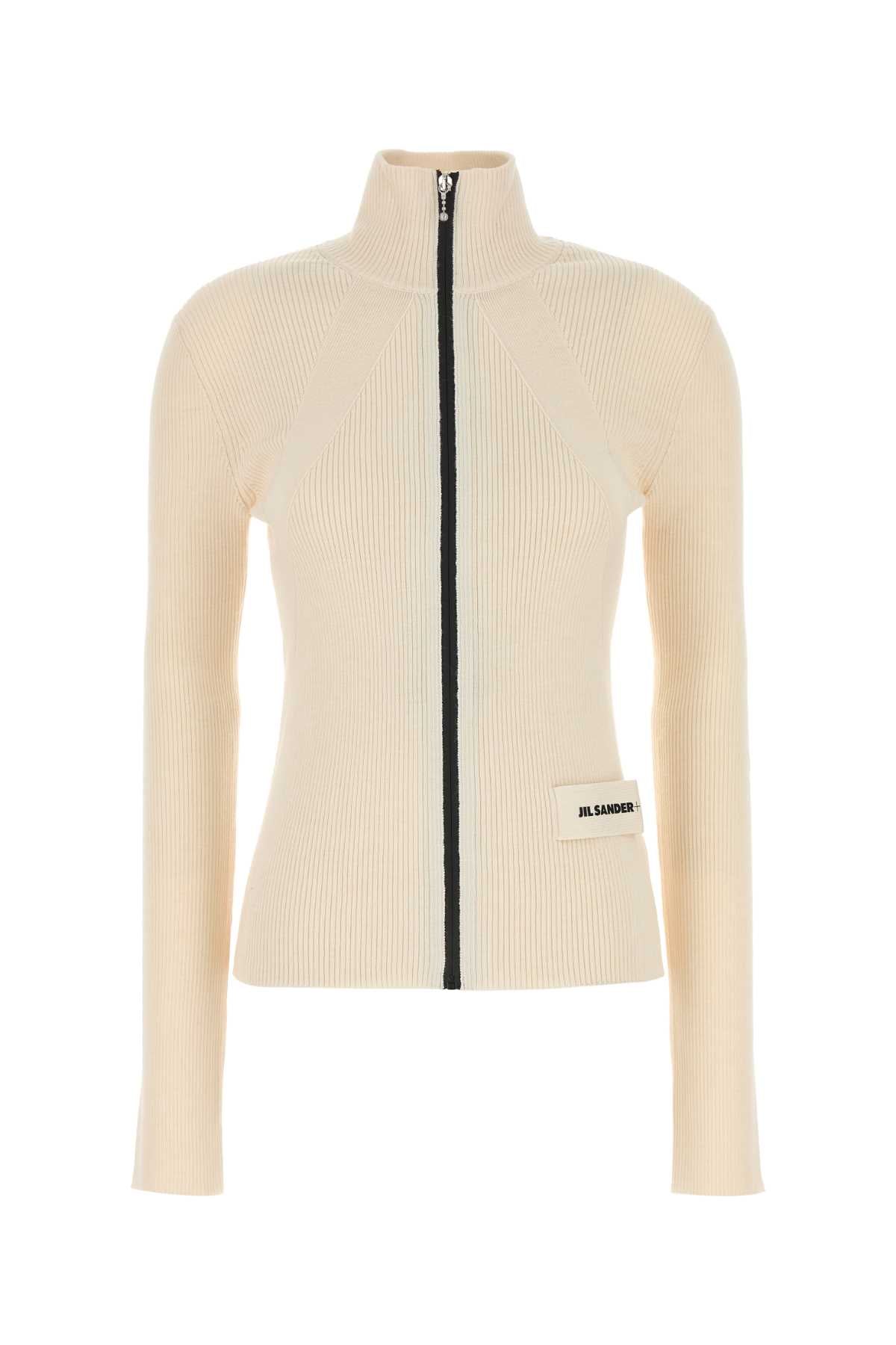 JIL SANDER Ivory Wool Blend Cardigan for Women