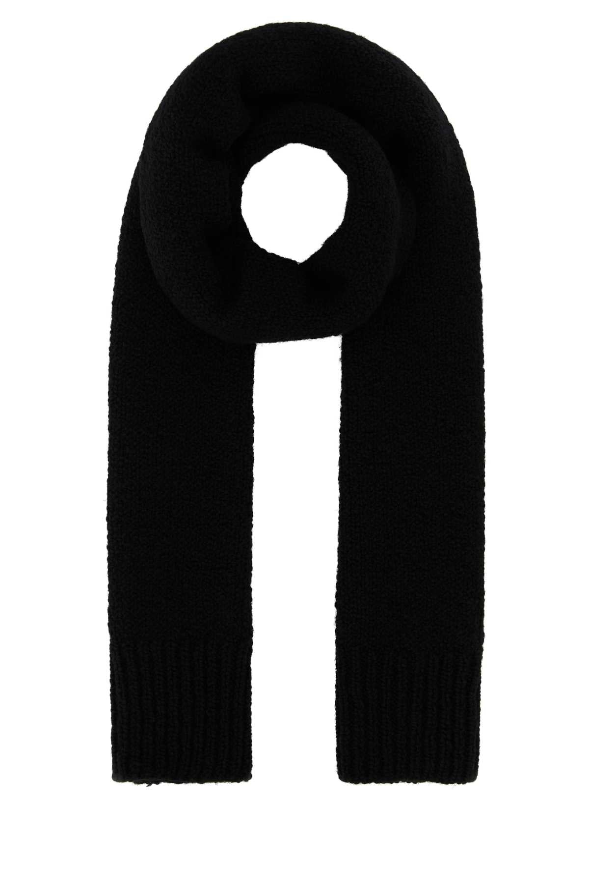 JIL SANDER Sleek Black Wool Scarf - 180 cm x 31 cm