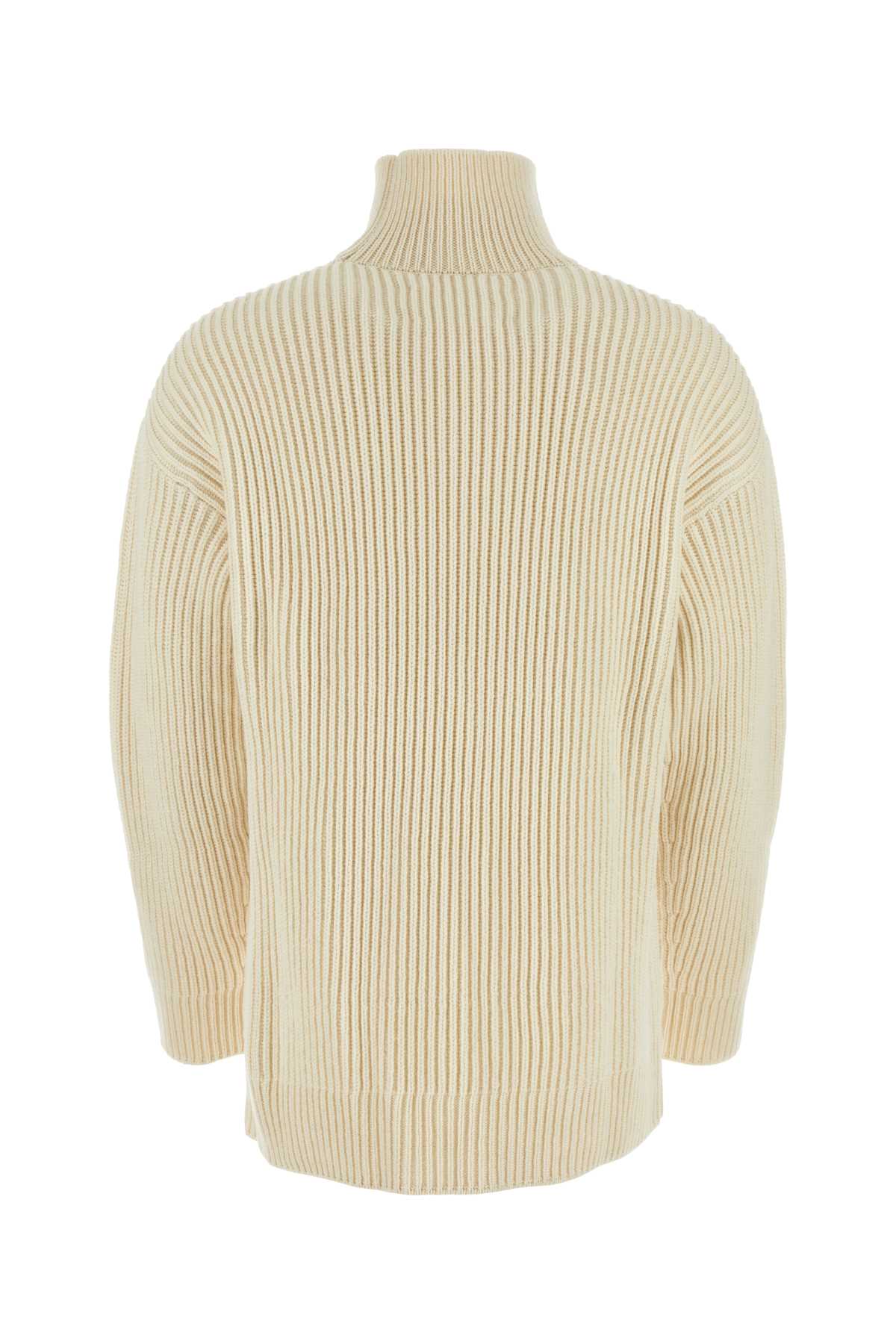 JIL SANDER Essential Ivory Wool Sweater for Men