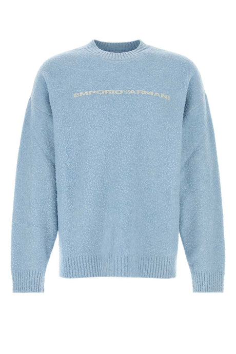 EMPORIO ARMANI Light Blue Wool Blend Sweater for Men