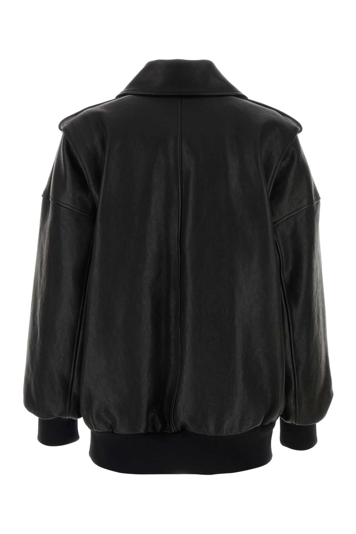 ALEXANDER MCQUEEN Oversized Black Leather Jacket for Women