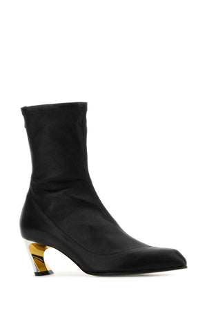 ALEXANDER MCQUEEN Black Leather Armadillo Ankle Boots with 5.5 cm Heel