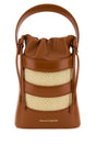 ALEXANDER MCQUEEN Two-tone Leather and Raffia Mini Bucket Handbag