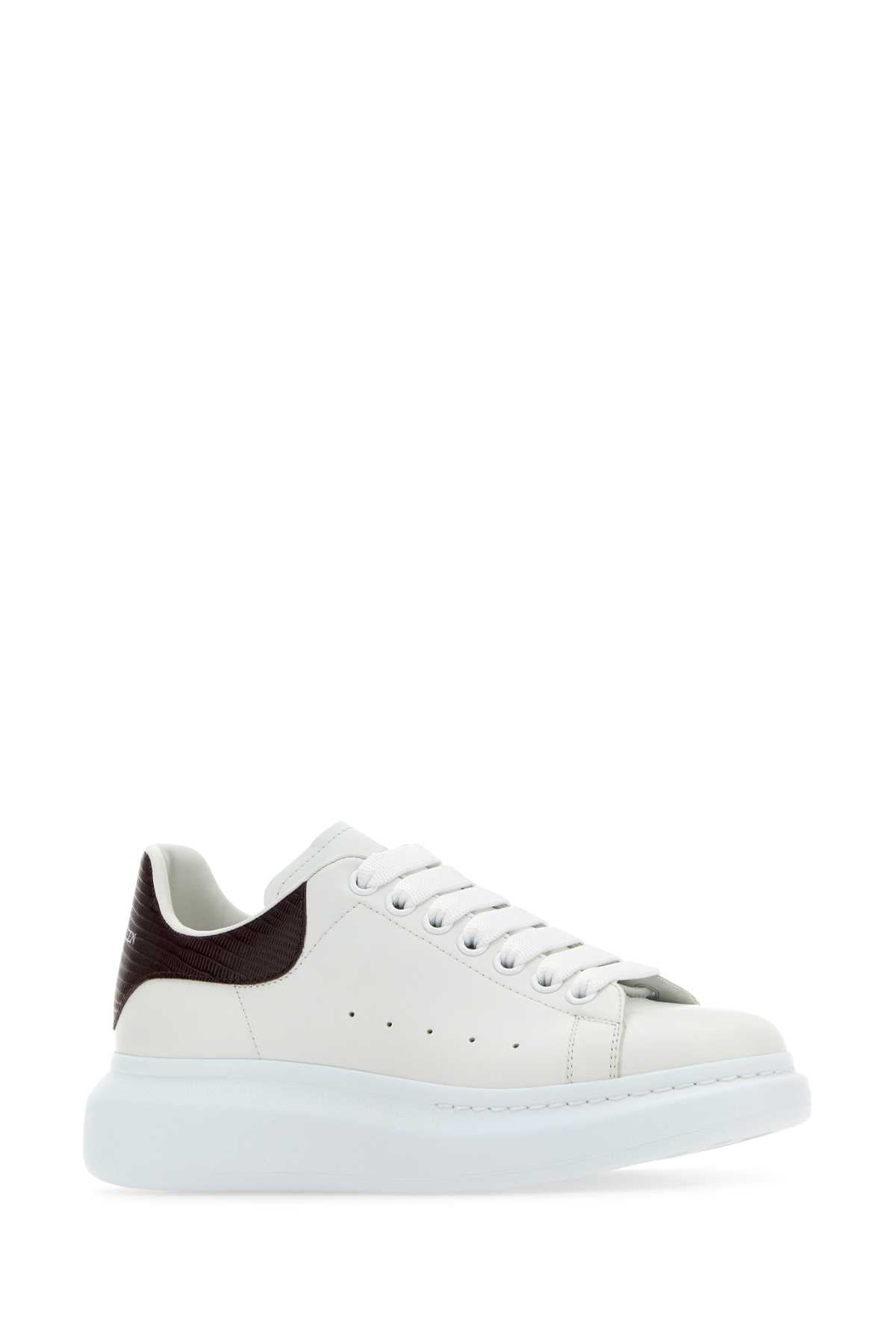 ALEXANDER MCQUEEN Stylish Leather Sneaker with Burgundy Accent