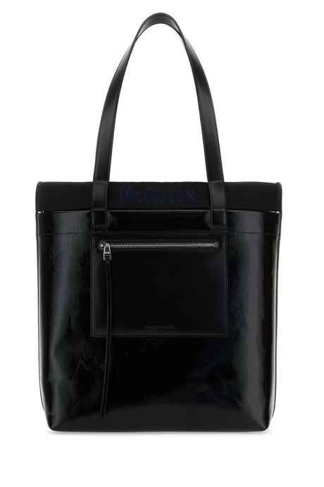 ALEXANDER MCQUEEN Black Canvas Shopping Handbag - 33 cm x 37 cm