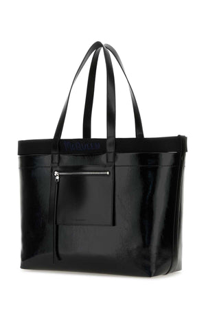 ALEXANDER MCQUEEN Black Canvas Shopping Handbag - 41cm x 33cm x 14cm