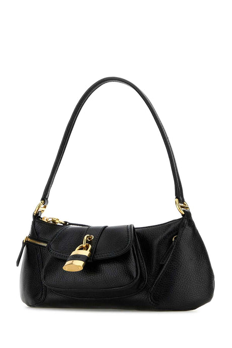 CHLOE Classic Black Leather Shoulder Handbag - 36 cm