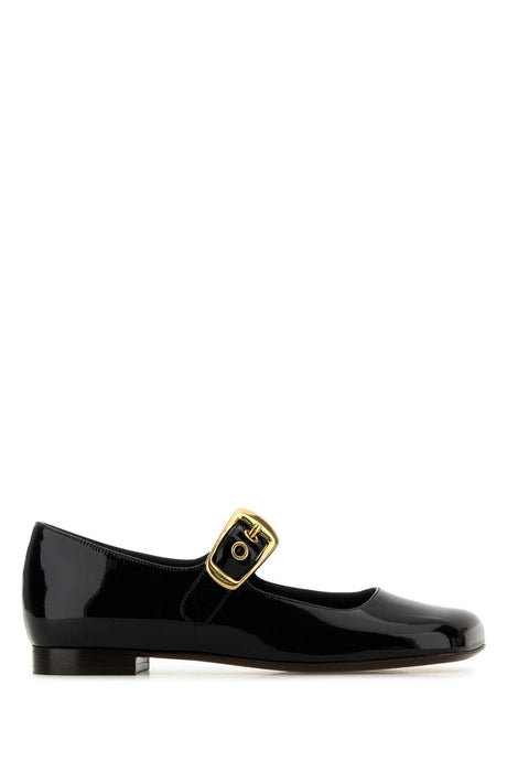 CHLOE Black Leather Ballerina Flats