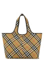 BURBERRY Embroidered Canvas Medium Check Shopping Handbag - 39cm x 32cm x 19cm