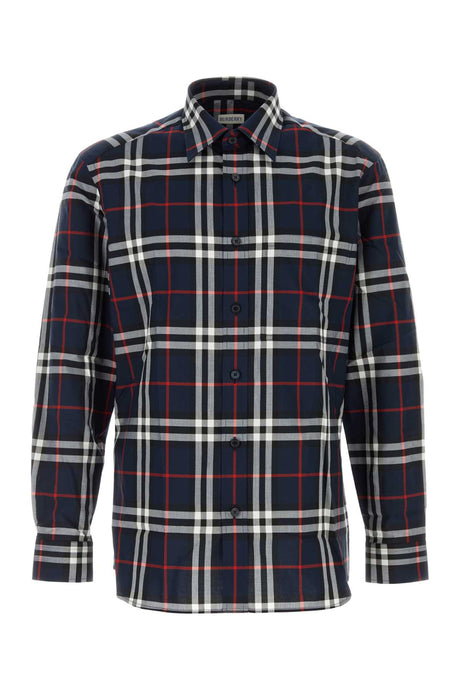 BURBERRY Embroidered Checked Poplin Shirt for Men