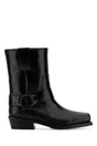 VALENTINO GARAVANI Rockstud Black Leather Biker Ankle Boots