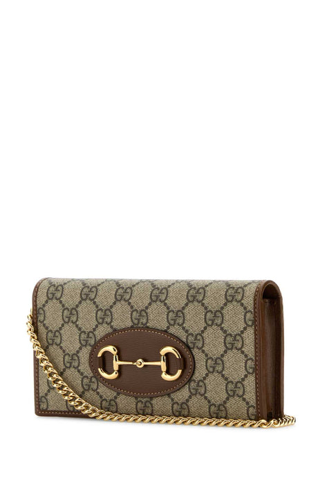 GUCCI Mini GG Supreme Fabric and Leather Horsebit Wallet - 19 cm x 9 cm