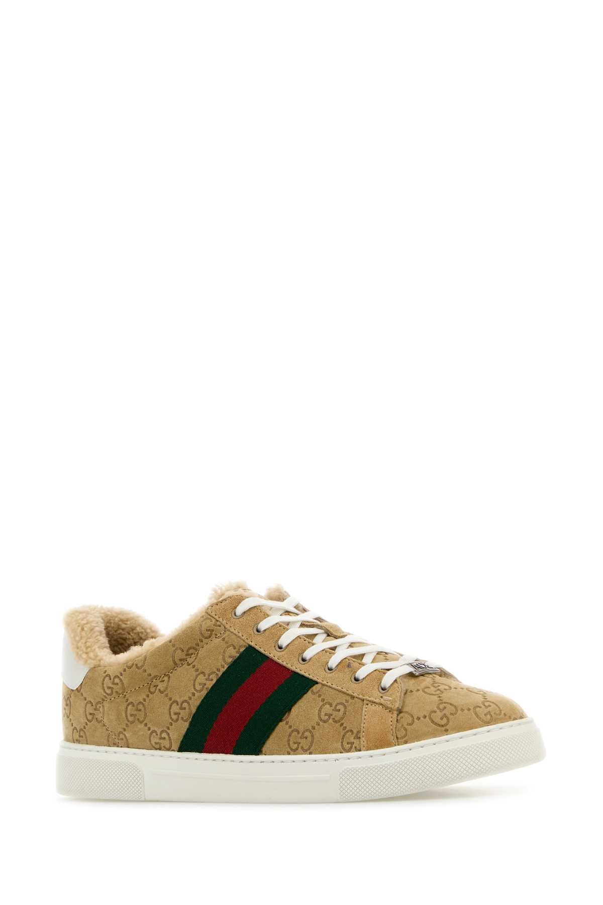 GUCCI Stylish Camel Suede Ace Sneakers for Women